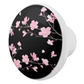 Bouton De Porte En Céramique Fleur de cerisier - Noir (Droite)