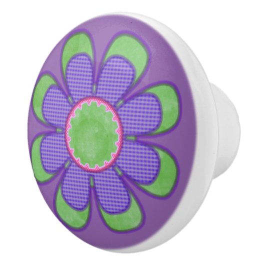 Bouton De Porte En Céramique Fleur de contrôle pourpre (Droite)