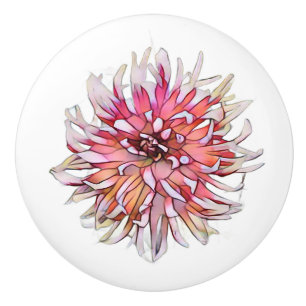 BOUTON DE PORTE EN CÉRAMIQUE FLEUR DE DAHLIA