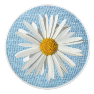 Bouton De Porte En Céramique Fleur de marguerite blanche hippie en fleurs Jean 