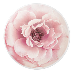 Bouton De Porte En Céramique Fleur de paon florale rose et or Glam Floral perso