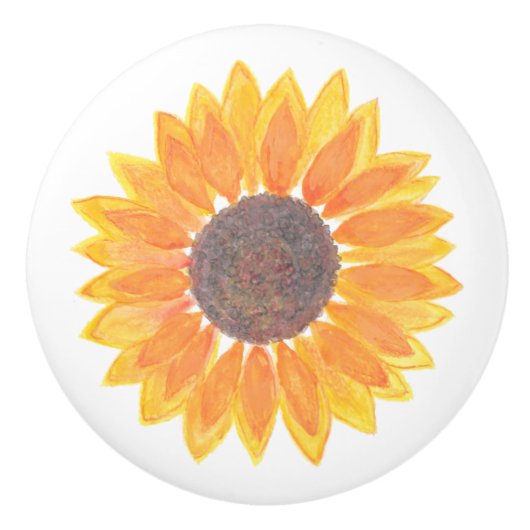 Bouton De Porte En Céramique Fleur de soleil à eau moderne (Devant)
