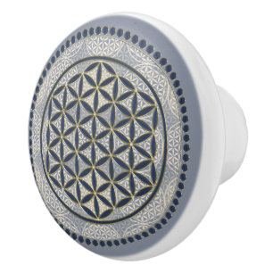 Bouton De Porte En Céramique FLEUR DE VIE - Art du Symbole de Géométrie Sacrée