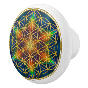 Bouton De Porte En Céramique FLEUR DE VIE - Fleur Fractale 1