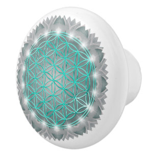 Bouton De Porte En Céramique FLEUR DE VIE - Géométrie sacrée Lumière 2