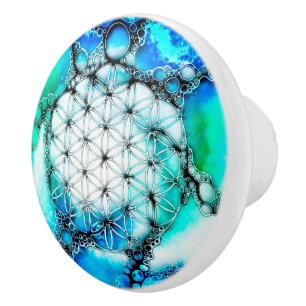 Bouton De Porte En Céramique Fleur de Vie - Manières Colorées 2
