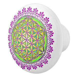 Bouton De Porte En Céramique Fleur de Vie - Ornements de Fleurs Vintage 2