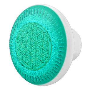 Bouton De Porte En Céramique Fleur de vie - soleil - motif sans couture 2