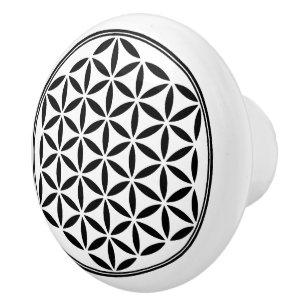 Bouton De Porte En Céramique FLEUR DE VIE - Symbole de géométrie sacrée complet