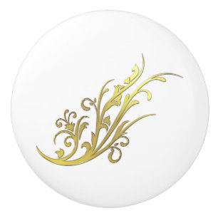 Bouton De Porte En Céramique Fleur d'or fausse de luxe abstrait