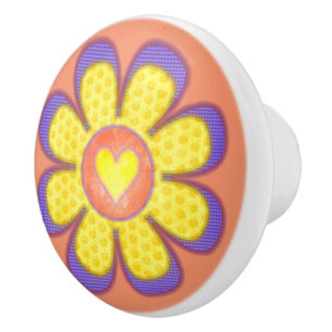 Bouton De Porte En Céramique Fleur du coeur