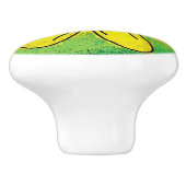 Bouton De Porte En Céramique Fleur Jaune sur Pull en Céramique Vert (Côté)