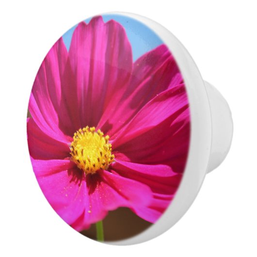 Bouton De Porte En Céramique Fleur Magenta (Droite)