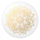 Bouton De Porte En Céramique Fleur Mandala or élégant (Devant)