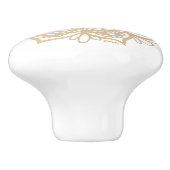 Bouton De Porte En Céramique Fleur Mandala or élégant (Côté)