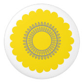 Bouton De Porte En Céramique Fleur moderne jaune et gris (Devant)
