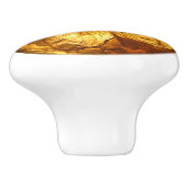 Bouton De Porte En Céramique Fleur Nature Ambre Motif (Côté)