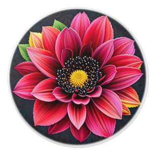 Bouton De Porte En Céramique Fleur noire