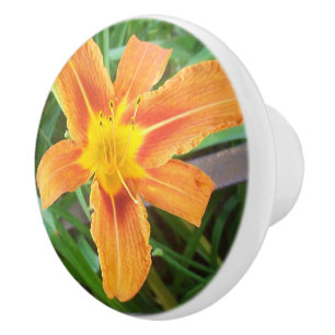 Bouton De Porte En Céramique Fleur orange