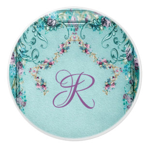 Bouton De Porte En Céramique Fleur Rose à fleurs victorienne vintage