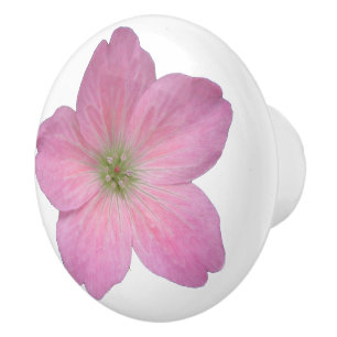 Bouton De Porte En Céramique Fleur rose botanique de géranium sur toute couleu