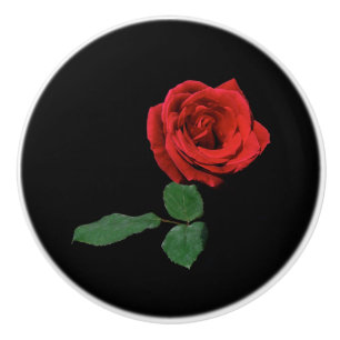 Bouton De Porte En Céramique Fleur rouge simple en céramique Knob