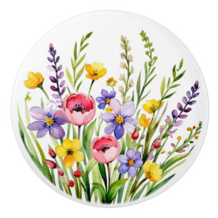 Bouton De Porte En Céramique Fleur sauvage six