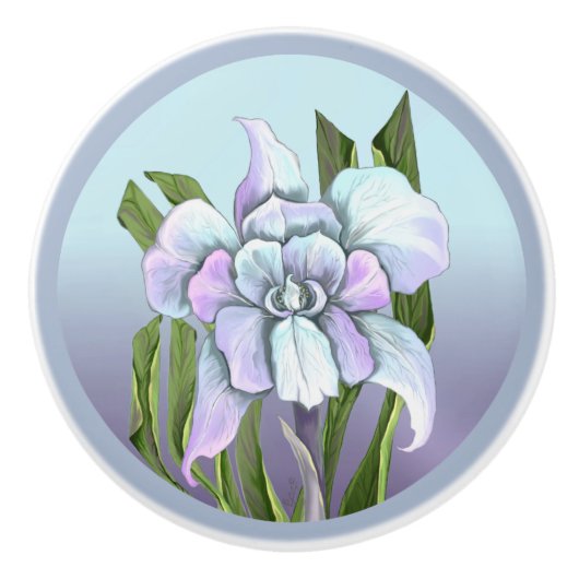 Bouton De Porte En Céramique Fleur Smeraldo (Devant)