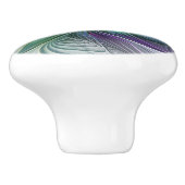 Bouton De Porte En Céramique Fleur vert violet Art Abstrait moderne Fractal (Côté)
