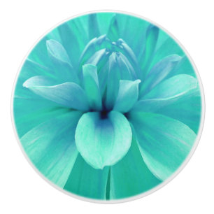 Bouton De Porte En Céramique Fleur verte et bleue en bon état