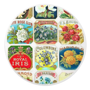 Bouton De Porte En Céramique Fleur vintage Étiquette en céramique Knob