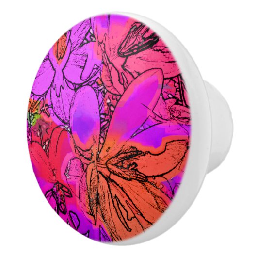 BOUTON DE PORTE EN CÉRAMIQUE FLEURS (Droite)