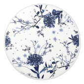 Bouton De Porte En Céramique Fleurs bleues (Devant)