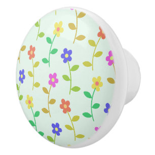 Bouton De Porte En Céramique Fleurs colorées, Motif Floral, Verdure, Boho