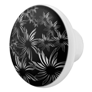 Bouton De Porte En Céramique Fleurs d'argent