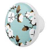 Bouton De Porte En Céramique Fleurs de coton rustiques et Turquoise (Droite)