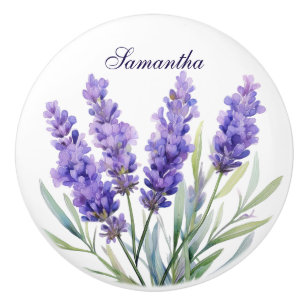 Bouton De Porte En Céramique Fleurs de lavande aquarelle
