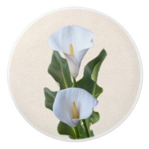 Bouton De Porte En Céramique Fleurs de lys d'étang Jardin floral & feuilles