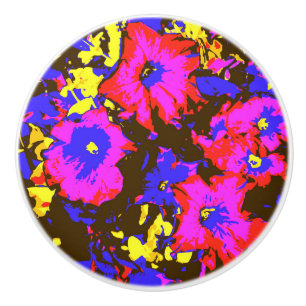 BOUTON DE PORTE EN CÉRAMIQUE FLEURS DE PETUNIA