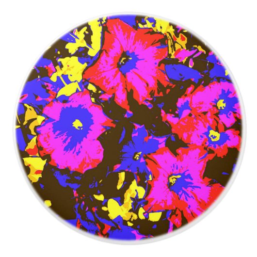 BOUTON DE PORTE EN CÉRAMIQUE FLEURS DE PETUNIA (Devant)