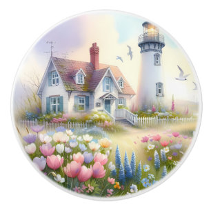 Bouton De Porte En Céramique Fleurs de printemps par la maison de bord de mer a