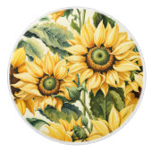 Bouton De Porte En Céramique Fleurs de soleil (Devant)