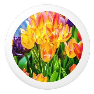 Bouton De Porte En Céramique Fleurs de tulipes - Prospérer