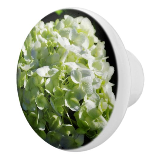Bouton De Porte En Céramique Fleurs d'hydrangées vertes (Droite)