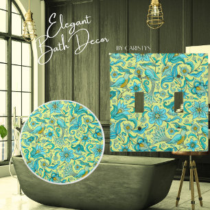 Bouton De Porte En Céramique Fleurs d'oiseaux Bleus, Jaune