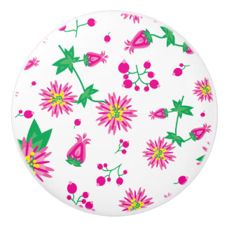 Bouton De Porte En Céramique Fleurs et baies