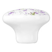 Bouton De Porte En Céramique Fleurs et Oiseaux de Humming (Côté)