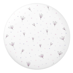 Bouton De Porte En Céramique Fleurs Lilac