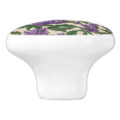 Bouton De Porte En Céramique Fleurs pourpres et papillons (Côté)