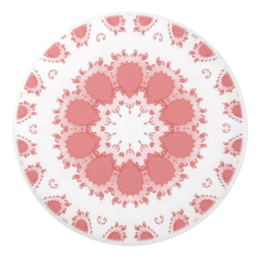 Bouton De Porte En Céramique Fleurs roses (Devant)